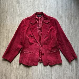Vintage Relativity Dark Red Suede Leather Lined Single Breast Blazer Size Medium